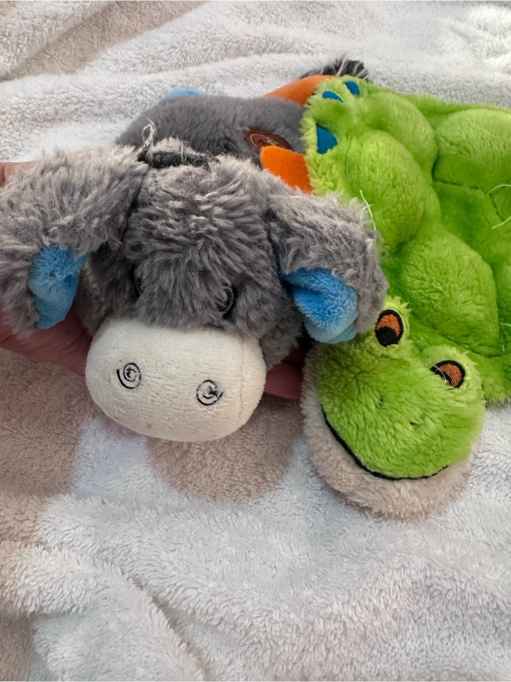 Plush Grey Donkey Dog Toy with Blue Ear Accents - Soft Chewable Squeaky Buddy